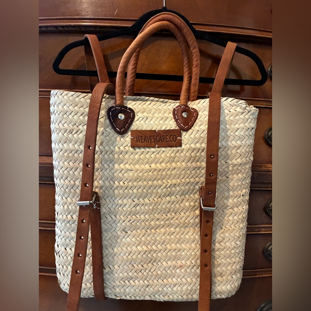 Weavescape Co. French Market Straw Backpack w/Adjustable Straps